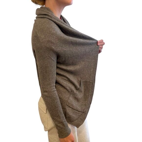 Lululemon Cabin Yogi Wrap Heathered Medium Grey / Slate Open Hooded Cardigan - Picture 8 of 9